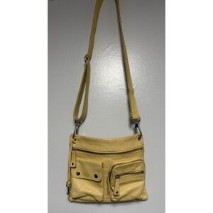 Fossil Women's Zip Pebbled Leather Crossbody Bag Buttercream Yellow Cute
